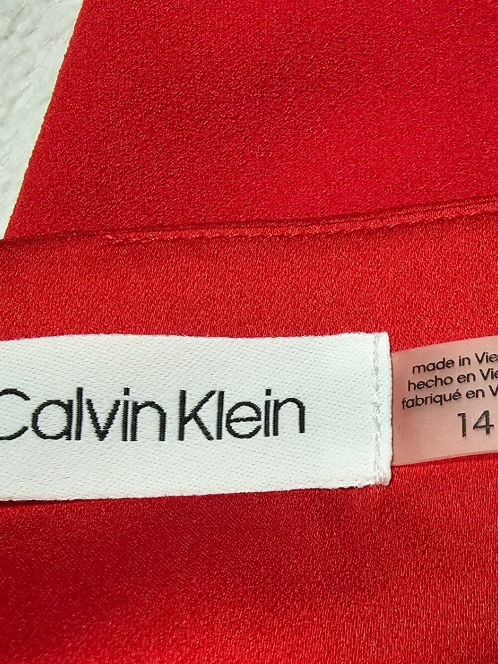 Calvin Klein Pants Womens 14 Red Ankle Dress Pleated Satin Waist Stretch Crepe
